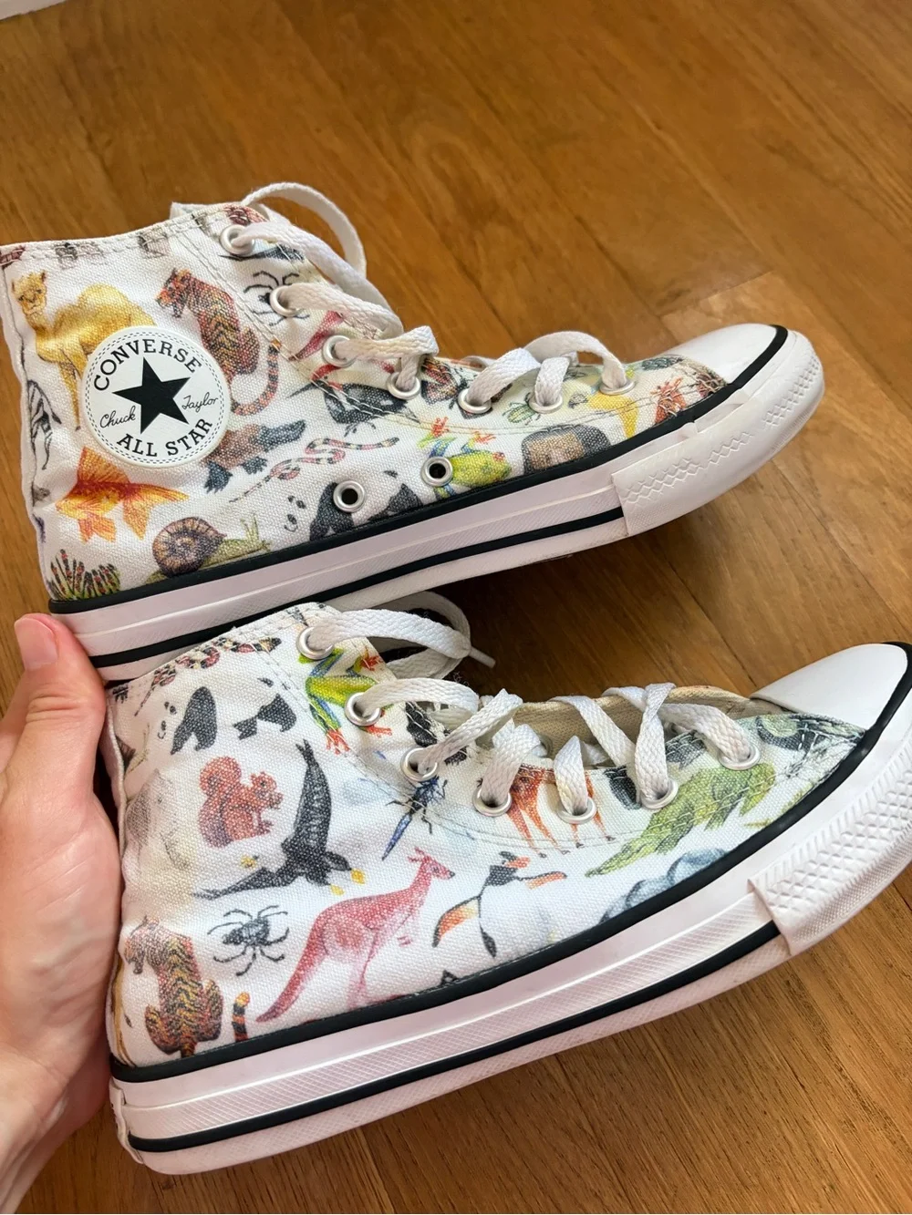 Converse Zoo Animal Themed Sneakers Boys Kids Youth 3 White High Tops